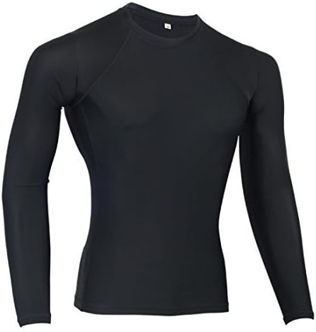 MMA Plain Black Long Sleeve Rash Guard (Large)