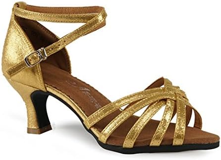 WXMDDN Latin Dance Shoes, Dance Shoes Gold Adult 5.5cm Soft Bottom Dance Shoes Practice Beginner Dance Outdoor Women's Shoes,E38