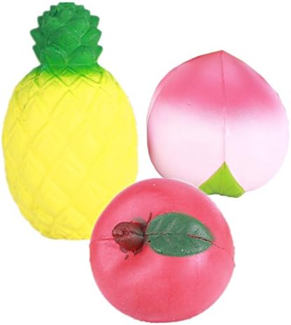 IPARTSHOP Squishy Charms Kawaii Soft Fruits Slow Rising Phone/Key Straps,Pineapple/Peach/Apple,3pcs
