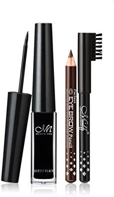 Weicici Waterproof Eyeliner + 2 Colors Eyebrow Pencils Set (Black And Brown)