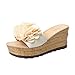 Produktbild Zarupeng Sommer Damen Blumen Slippers, Plattform Wasserdicht Schuhe Frauen Sandalen Wedges Sandalen Hausschuhe Plateausandalen (36 EU, Beige)
