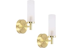 ValueLights | Gold Wall Light Fitting with Reeded Glass Shade | Bath Wall Lights, Home Décor & Improvement Essential | Includes Bulb