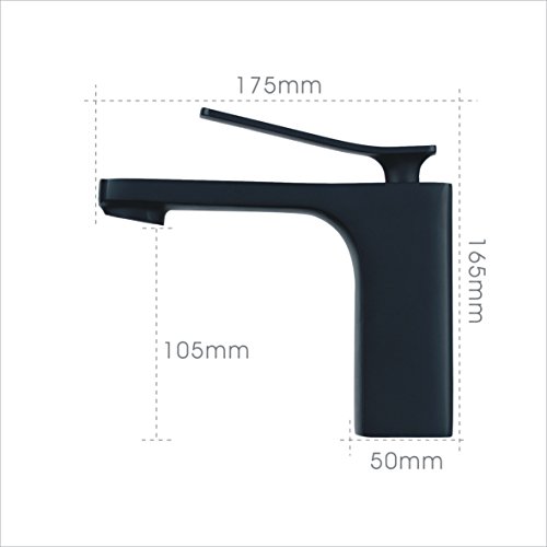 Hiendure ® Schwarz Wasserhahn bad Einhebelmischer Waschbecken Armatur Waschtischarmatur Badarmatur Waschbeckenarmatur Mischbatterie f.Badzimmer - 2