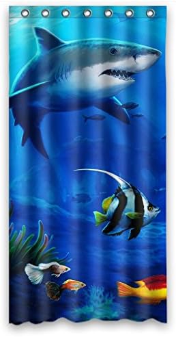 Custom Sea Shark Fish Corals Underwater Ocean Waterproof Polyester Shower Curtain Bathroom Deco 36x72 inches