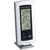 Technoline WS 9140-IT klassische Wetterstation mit Funkuhr,Innen- sowie Außentemperaturanzeige, silber, 7,3 x 2,5 x 15,8…