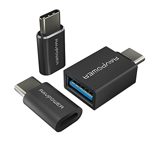 RAVPower USB-C auf Micro USB Adapter & auf USB 3.0 Adapter [3 in 1 Pack] verwandelt USB Type-C Input in Micro-USB, 56K Widerstand für MacBook Pro, MacBook (2015), Galaxy S8, ChromeBook Pixel, Lumia 950 / 950XL, Nexus 5X, Nexus 6P, Nokia N1, OnePlus 2 /3 und weitere