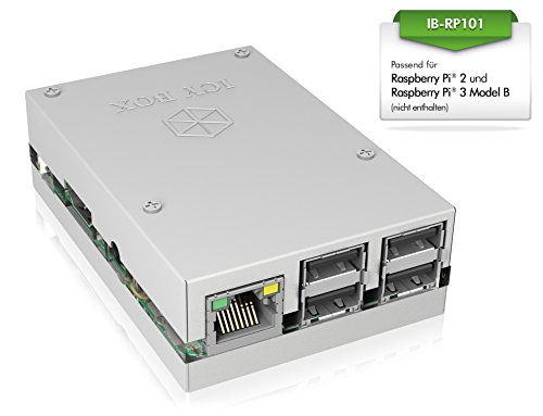 Icy Box IB-RP101 Gehäuse für Raspberry Pi 2 & 3 Model B, Aluminium/Acryl, übereinander schraubbar, Kühlkörper, silber - 2