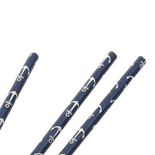 MagiDeal Papier-Strohhalme – Schmal Trinkhalme ideal für Cocktail, Smoothie etc. – Anker Muster – 19.5cm – 25er Set - 5