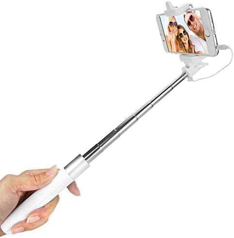 isuda, Selfie Stick Pole Monopod Bluetooth Selfie Stick Pole for iPhone 6/6 Plus/5/4, iPod, Samsung Galaxy 5/S6/S5/S4/S3/Note 4/3/2, white, Selfie Stick Sans Bluetooth