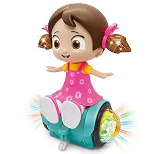 Toyshine 360 Degree Rotating Musical Dancing Girl Toy with Flashing Lights & Bump and Go Action, Activity Play Center Toy for Kid Early Learning Educational,Plastic - Multi Color(Pack of 1)
