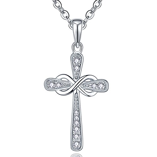 JO WISDOM collana infinito croce attraversare argento 925 AAA Zirconia cubica Donna