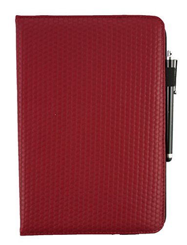 Emartbuy® Alcatel One Touch Pixi 3 ( 8.0 ) 4G 8 Zoll Tablet Universal ( 7 – 8 Zoll ) Gepolsterte Design Burgandy 360 Grad rotierende Stand Folio Geldbörse Tasche Hülle + Schwarz Eingabestift - 2