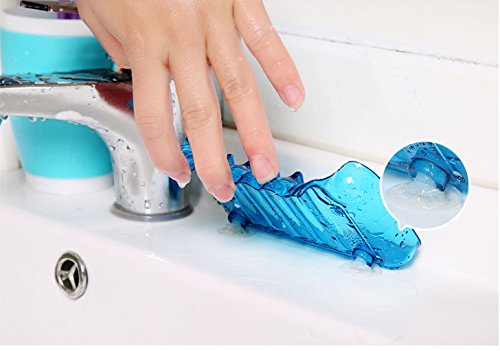 MUMENG Kreative Wasserfall Seifenkiste Bad Saugnapf Seifenschale blau - 2