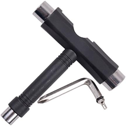 Efivs Arts Skateboard T-tool All in One Screwdriver Socket Multi Function Skate Tool,Black