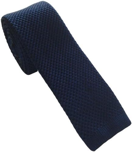 Navy Silk Knitted Skinny Tie