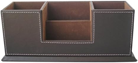 Cayuan Desk Tidy Organiser PU Leather Storage Box Multifunctional Business Card Pen Remote Control Storage Organization