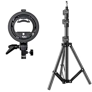 VTS Studio Photography S-Type Speedlite Bracket Holder with Elenchrome Mount and Adjustable Light Stand for Flash Snoot Softbox Beauty Dish Reflector Umbrella