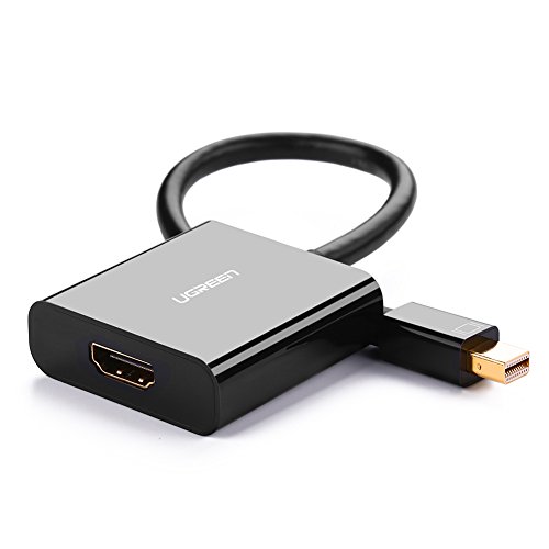 UGREEN Aktive Mini Displayport auf HDMI Adapter 4K Auflösung inkl. Audio Übertragung mini DP Stecker zu HDMI Buchse vergoldete Kontakte Schwarz