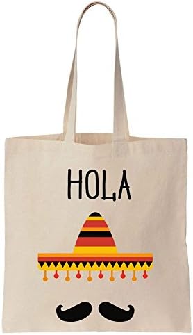 Hola Mexican Sobrero And Mustache Cotton Canvas Tote Bag