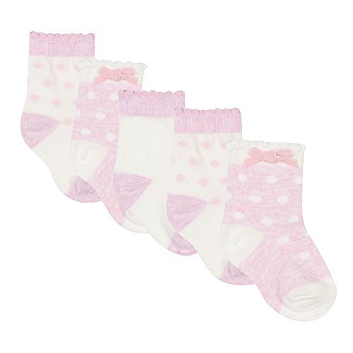 Bluezoo Pack Of Five Baby Girl's Pink And Cream Polka Dot Socks