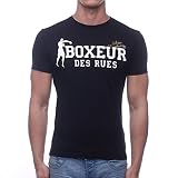 chandal francia rojo Dobladillo en contraste color Boxeur Des Rues Sèrie Exclusive Camiseta Diseño de la Bandera de Francia, Hombre, Negro (Black), XL