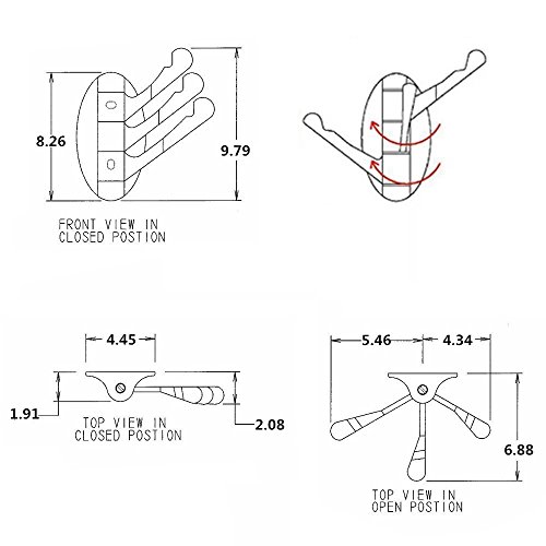 L&HM Schwenkbaren Haken Wall Mount, Handtuch haken Faltbar Swing Arm, Coat Haken drehbar Wand Befestigter mit Drei Faltbare Arm, Handtuch Hanger Wandhalterung für Badezimmer Küche Garage-Edelstahl - 7