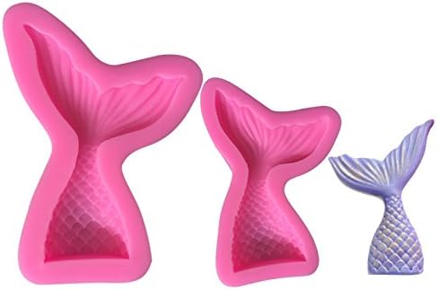 Silicone Fondant Cake Moulds,2pcs/set,SZHAIYU Chocolate, Jelly, Candy Mold, Cupcake DIY Fondant Sugarcraft Mold Decor Baking Decoration Tool, Mermaid Tails ( S + M )