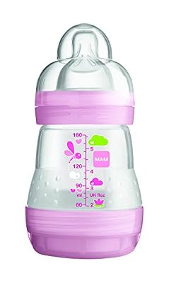 MAM Biberon Anti-Colique - 160ml - 0 à 6 mois - Tétine Débit 1 - Rose
