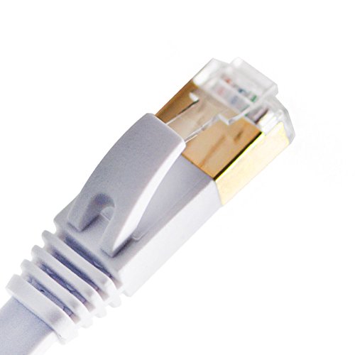 Vandesail Cat7 Patchkabel Ethernet Kable Lan Netzwerkkabel Hochgeschwindigkeits Computer Router Vergoldete Stecker SSTP Kabel Cat 7 RJ45 Professionelle Gold Headed Netzwerk Kabel (20 Meters-weiß abgeplatteten) - 4