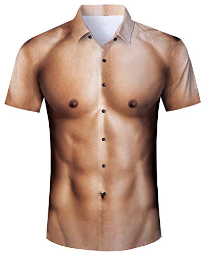 ALISISTER Camisa Hawaiana Hombre Camisetas de Manga Corta 3D Graphic Ugly Aloha Botón Blusa Vestido Fiesta de Vacaciones de Verano Ropa de Playa Ropa XL