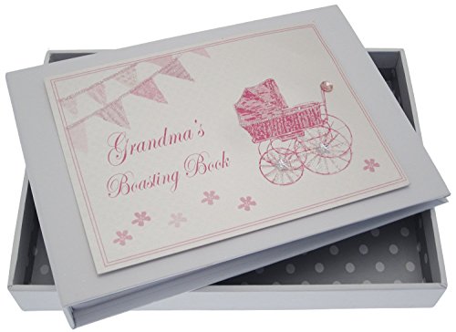 White Cotton Cards Grandma's Boasting Book Tiny Album (Pink Pram and Bunting)