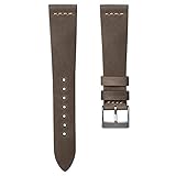 Uhrenarmband Geckota Echtes Leder Vintage Braun, Schnalle Gebürstet, 18mm