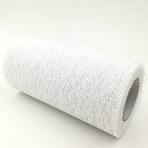 Allbusky Vintage Glitzer Spitze Rolle Tischläufer Tisch Aufsteller Stuhl, Spitze Band Spitze Bögen Tutu Röcke PEW Bögen für Chrismas Weihnachts Happy Birthday Festival Event Rustikal Stuhl Tisch Hochzeit Dekorationen DIY Geschenkpapier Geschenke Gastgeschenken 15,2 cm X 10 Yard - 3