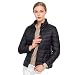 Produktbild iHAIPI - Damen Klassik Stehkragen Kurz Packable Mantel Übergangsjacke Leichte Jacke Größe S-6XL (01. S, 03. Schwarz)