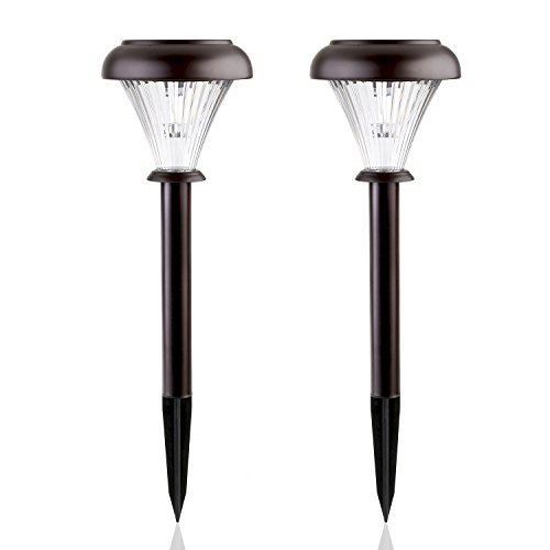 DECKEY 2 Stück Solar Rasen Außenleuchte Wegeleuchte für Outdoor Pathway Garten Kaltweiß (Modell 2)
