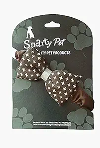 RvPaws Printed Stretchable Bow Tie Collar for Medium & Adult Cat and Dogs (12-22 Inch Neck)-Brown (Colar May Vary)