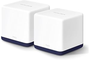 MERCUSYS Halo H1900G(2-Pack) TP-Link WiFi Mesh Routeur WiFi Bi-Bande AC1900Mbps, Couverture Jusqu'à 350 m², 3 Ports Gigabit, Repeteur WiFi, Contrôles Parentaux Puissants, Remplissez la Maison de WiFi