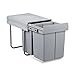 Produktbild Relaxdays Mülltrennsystem 40 Liter, HxBxT: 41,8 x 34,2 x 48 cm, 2 x 20 L, Einbau, Auszug, für Schrank, Kunststoff, grau