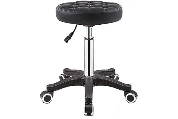 Finch Fox Height-Adjustable Faux Leather Swivel Bar Stool for Salon, Doctor, Medical, Spa Restaurant, Kitchen, Stool for Musicians, in Black Color