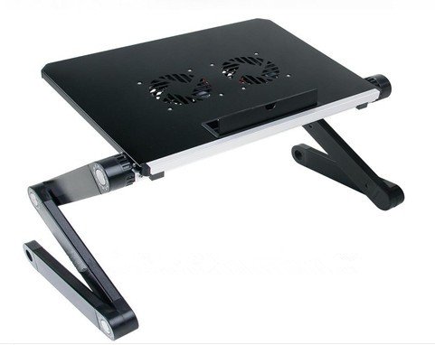 Portable réglable en Aluminium pour Ordinateur Portable Computer Desk/Support/Table ventilé W/CPU Ventilateurs Notebook-macbook-Ultra lumière Poids Ergonomique Lit TV Plateau Stand Up/Assis