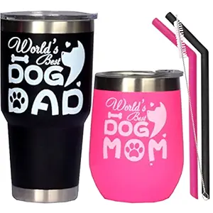 Dog Lover Gifts, Dog Dad, Dog Mom, Best Dog Mom/Dad Ever, Perfect Dog Lover Gifts, Best Pet Owner Gifts for Women Men, Dog Mom and Dad Tumbler