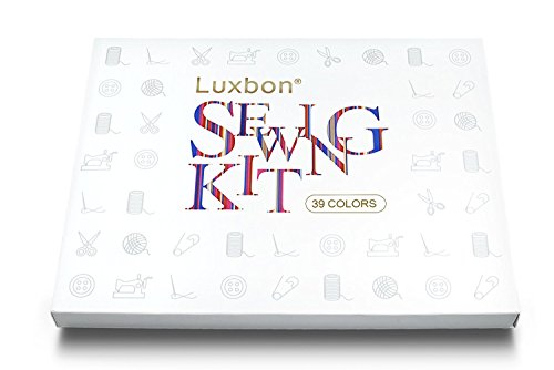 Luxbon Nähgarn Sortiment Box mit 39 Spulen 200 Yard Regenbogen Farben couture 402 Diskussion Fäden sticht Ärmel, unterwegs polyester Nähmaschine Draht-Stricktechnik Maschinen Haushaltsthermometer mit Gold und Silber Rayon Stickerei - 2