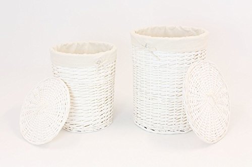 Weißer Wäschekorb, rund, 2er Set - 2