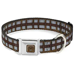 Dog Collar Seatbelt Buckle Star Wars Chewbacca Bandolier Bounding Browns Gray 18 to 32 Inches 1.5 Inch Wide