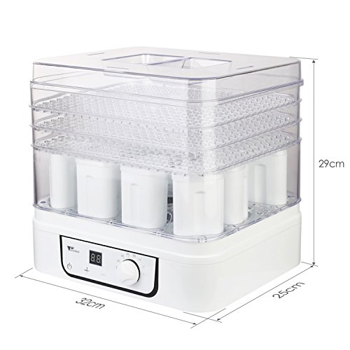 Amzdeal Dörrgerät 2 in 1 Dörrautomat mit Temperaturregler 35 -70℃ mit Timer bis 72 Stunden mit 3 Etagen Dehydratation und 1 Etagen für Joghurt mit 12 Tassen - 2