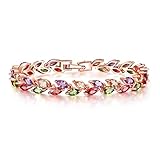 Yazilind Boucle Bracelet Rose plaqué Or Jolie Couleur Feuilles de Zircon pour Les Femmes Filles Partie Bijoux (19cm)