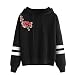 Produktbild Damen Pullover, QinMM Damen Embroidery Applique Langarmshirt Kapuzenpulli mit Kapuze (S, Schwarz)