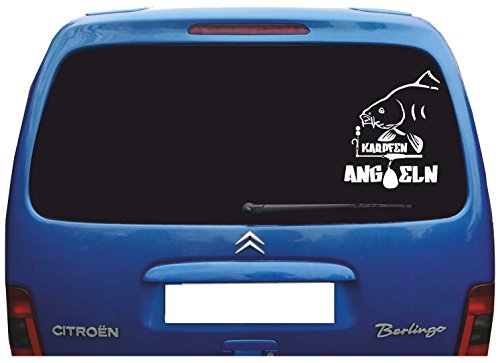Preisvergleich Produktbild Heckscheibenaufkleber Karpfen Angeln , weiss, (320x390mm)