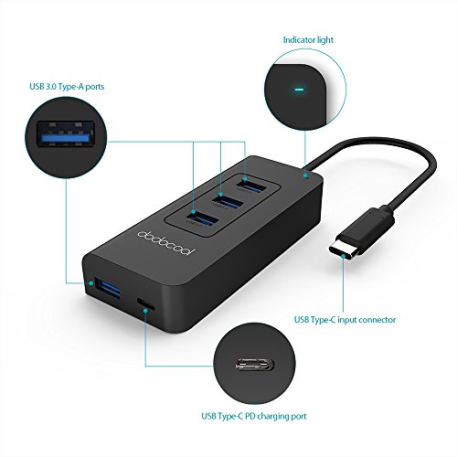 [Ultra dünn und leicht]dodocool USB C Super Speed 4 Port USB 3.0 Hub mit Power Delivery PD USB Typ C Eingang Ladeanschluss für Apple neue MacBook/MacBook Pro - 2
