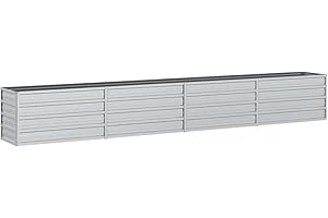 vidaXL Arriate Jardinera Macetero Cesta Pared Alambre Maceta Flores Plantas Jardín Patio Terraza Estable de Acero Galvanizado Plateado 320x40x45 cm